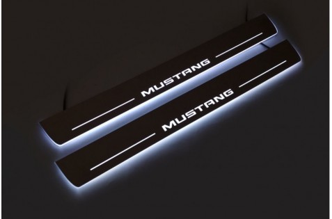 Накладки порогов с статической подсветкой для Ford Mustang VI с 2015