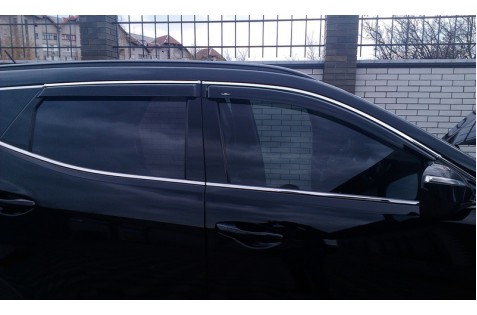 Вітровики для Hyundai Santa Fe Grand з хромом молдингом з 2013