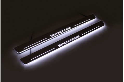 Накладки порогов с статической подсветкой для Kia Sportage IV c 2015