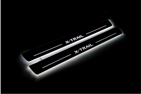 Накладки порогов с статической подсветкой для Nissan X-Trail T32 c 2014