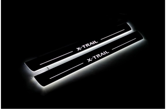 Накладки порогов с статической подсветкой для Nissan X-Trail T32 c 2014