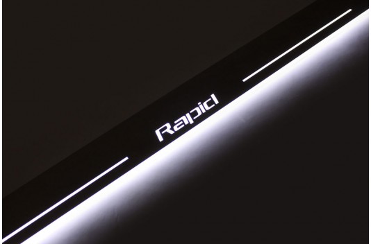 Накладки порогов с статической подсветкой для Skoda Rapid c 2012