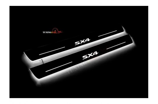 Накладки порогов с статической подсветкой для Suzuki SX-4 (II) c 2014