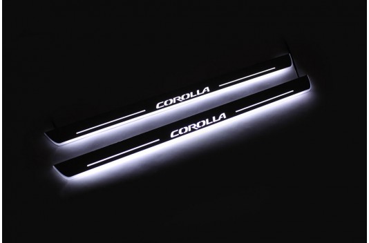 Накладки порогов с статической подсветкой для Toyota Corolla E170 c 2013