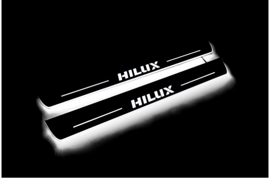 Накладки порогов с статической подсветкой для Toyota Hilux VIII c 2015 