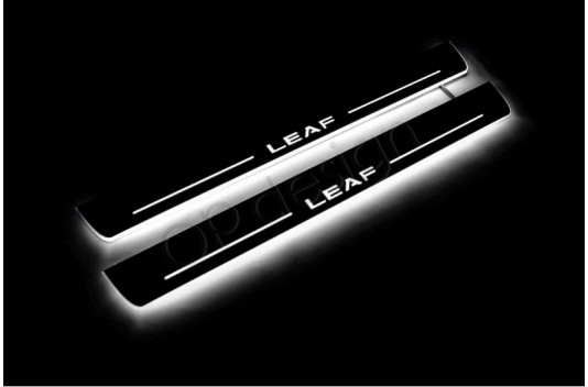 Накладки порогов с статической подсветкой для Nissan Leaf c 2010