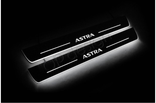 Накладки порогов с статической подсветкой для Opel Astra J c 2009