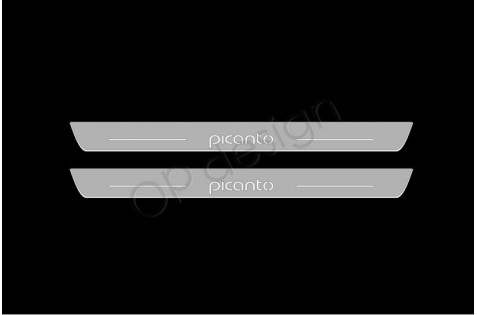 Накладки порогов с статической подсветкой для Kia Picanto III c 2016