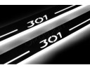 Накладки порогов с статической подсветкой для Peugeot 301 с 2012